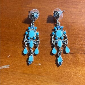 Elegant Turquoise Chandelier Earrings